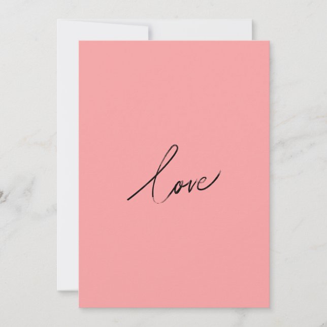 Minimal kärleksskrift — Modern rosa rodnad Julkort (Framsida)