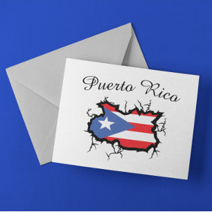 Minimal karta över Puerto Rico med nationalflagga Vykort