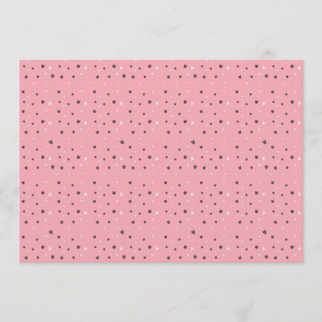 Minimal katt-ansiktsmönster på rosa – Sött pastell Inbjudningar (Framsida)
