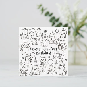 Minimal katt-figurs födelsedagskort med Puuny Kort