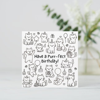 Minimal katt-figurs födelsedagskort med Puuny Kort