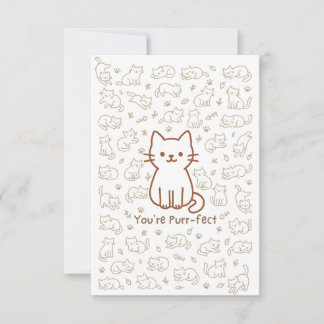 Minimal katt-skräpkort | Linjedragning Tack Kort