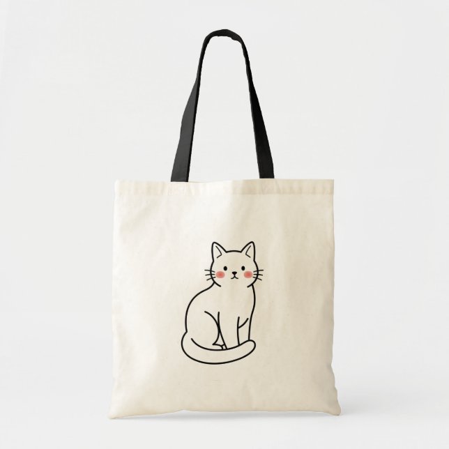 Minimal kattväskor – Söt enkel kattdesign Tygkasse (Framsidan)