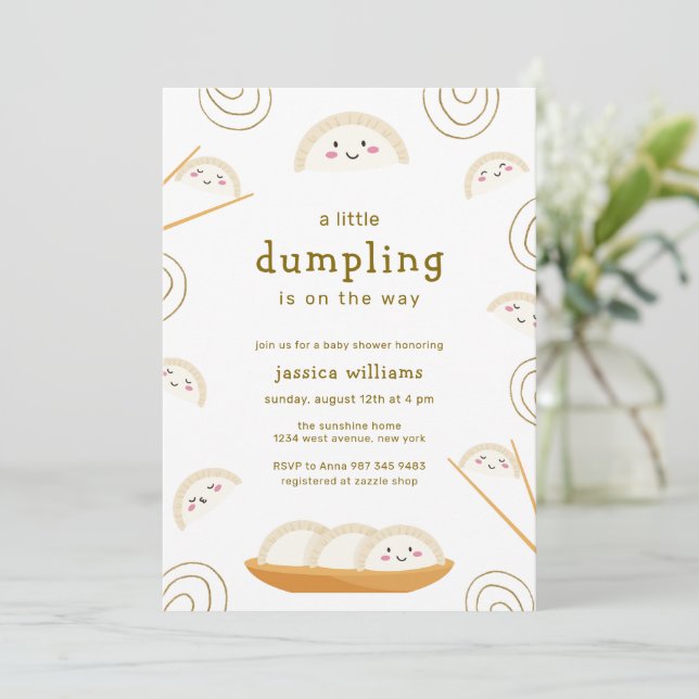 Minimal Kawaii Boho Bao Dumpling Baby Shower  Inbjudningar (Stående Fram)