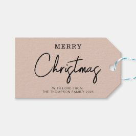 Minimal klassisk Cream Beige-Helgdag för jul Presentetikett