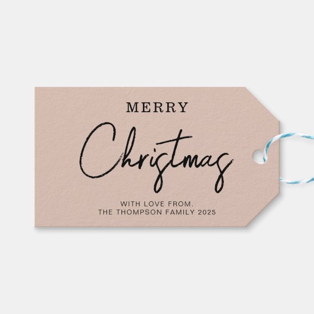 Minimal klassisk Cream Beige-Helgdag för jul Presentetikett (Framsidan (Horisontell))