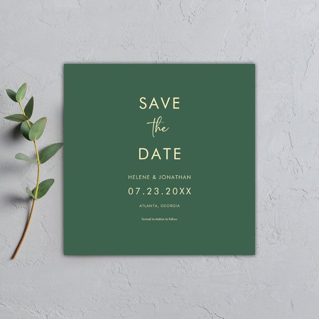 Minimal klassisk modern Elegant bröllop Spara Datumet (Minimal Classic Sage Green Wedding Save The Date)