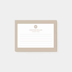 Minimal klassisk monogram Led Beige Post-it Block