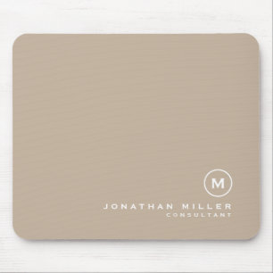 Minimal klassisk monogram Namn Beige Musmatta