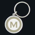 Minimal klassisk sidväxling, första Brev Rund Silverfärgad Nyckelring<br><div class="desc">Modern engrammad nyckelkedja med monogram inledande grönt i sidled och vitt.</div>