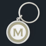 Minimal klassisk sidväxling, första Brev Rund Silverfärgad Nyckelring<br><div class="desc">Modern engrammad nyckelkedja med monogram inledande grönt i sidled och vitt.</div>
