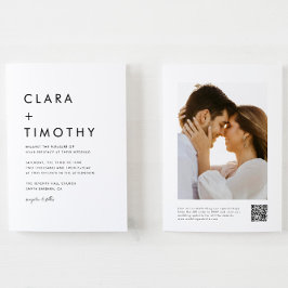 Minimal klassisk skriptkod QR-kod allt i en Bröllo Inbjudningar