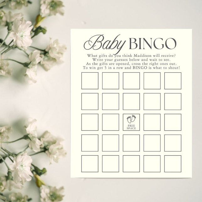 Minimal Könsneutral Baby Shower Bingo-spel (Skapare uppladdad)