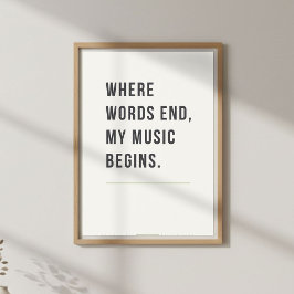 Minimal konst för väggar. Musikälskares sovrumsdek Poster