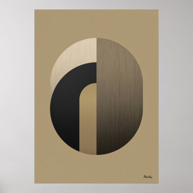 Minimal konst i Art Deco-stil med valv | Lyxig gul Poster (Framsidan)