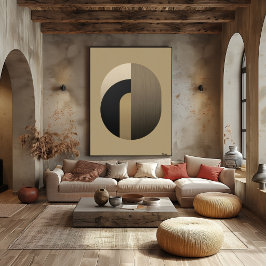 Minimal konst i Art Deco-stil med valv | Lyxig gul Poster