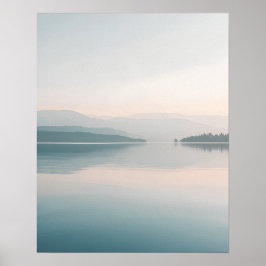 Minimal konst med sjöreflektion på väggen poster
