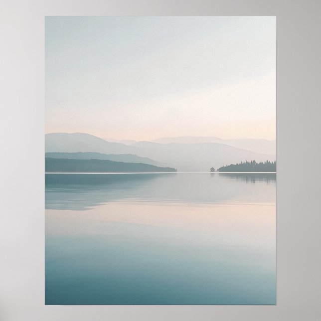 Minimal konst med sjöreflektion på väggen poster (Framsidan)