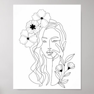 Minimal konsthjälp, Woman Flower Head Poster