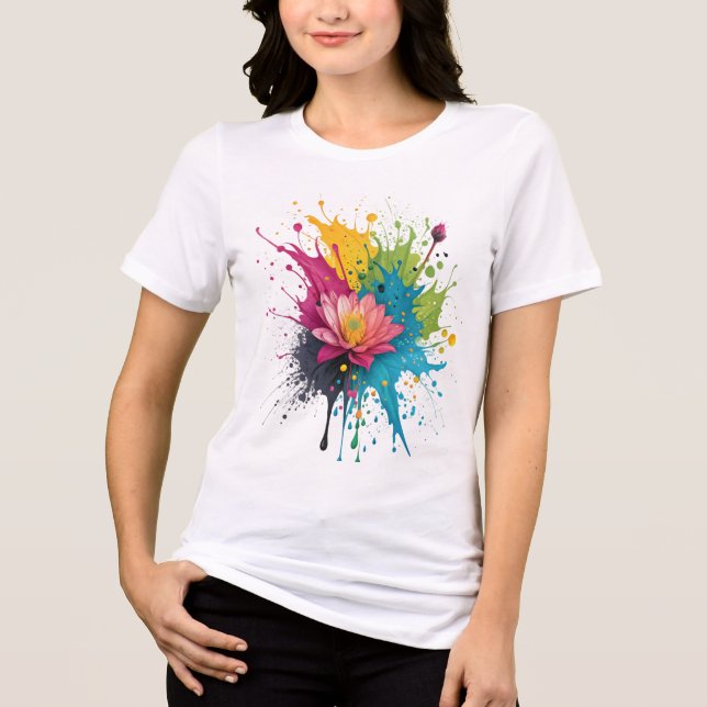 Minimal konsttryck med akvarellfläckar t shirt (Framsida)