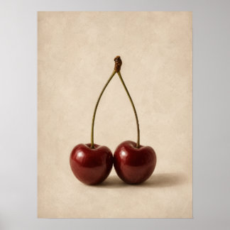 Minimal Körsbärs Väggkonst | Neutral Coquette Affi