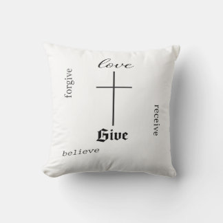 Minimal kristen kors-typografi | Kärlek Förlåt Kudde