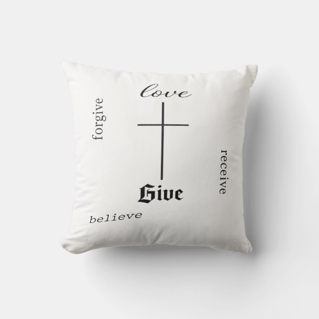Minimal kristen kors-typografi | Kärlek Förlåt  Kudde (Framsida)
