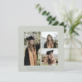 Minimal kvadratisk trippelfoto med Grått-Grönt Ram Meddelande