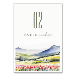 Minimal Land Vår Blommigt i Bröllop Bordsnummer