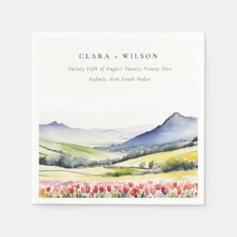 Minimal Land Vår Blommigt i liggande Bröllop i Pappersservett