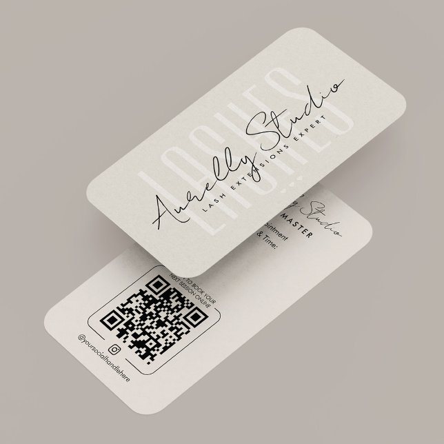 Minimal Lash Tech Studio Sand Tidsbokning  Visitkort (Minimal Lash Tech Studio Sand Appointment Business Card
)