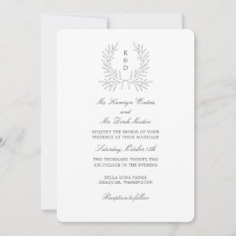 Minimal Laurel Formal Wedding-inbjudan K310 Spara Datumet