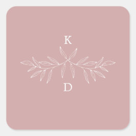 Minimal Laurel Wedding Seal Sticker Fyrkantigt Klistermärke