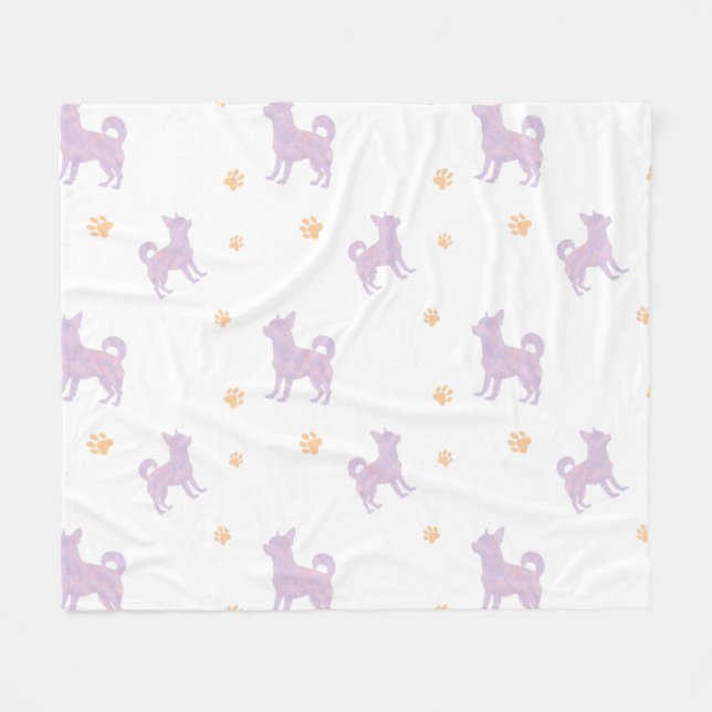 Minimal lavendel Chihuahua-siluettfilt Fleecefilt (Framsidan (Horisontell))