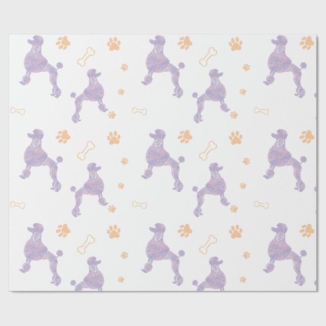 Minimal lavendel pudel silhuett presentinslagning presentpapper (Platt)
