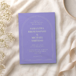 Minimal Lavendel Silver Enkel Bröllop Inbjudningar