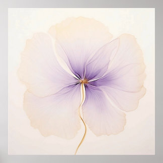 Minimal Lavendelorkidé Vattenfärg Blomma Poster