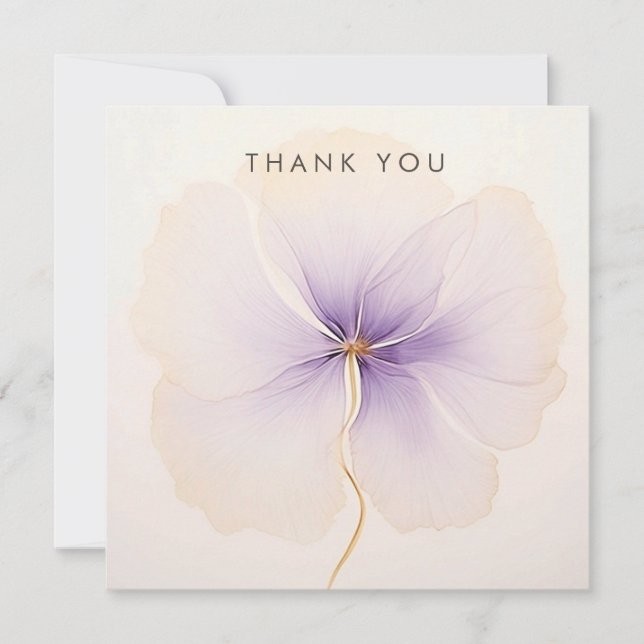 Minimal Lavender Watercolor Flower Tack Kort (Framsida)