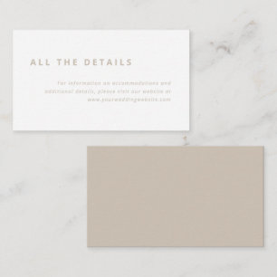 Minimal layout Information om White with Beige B Tilläggskort