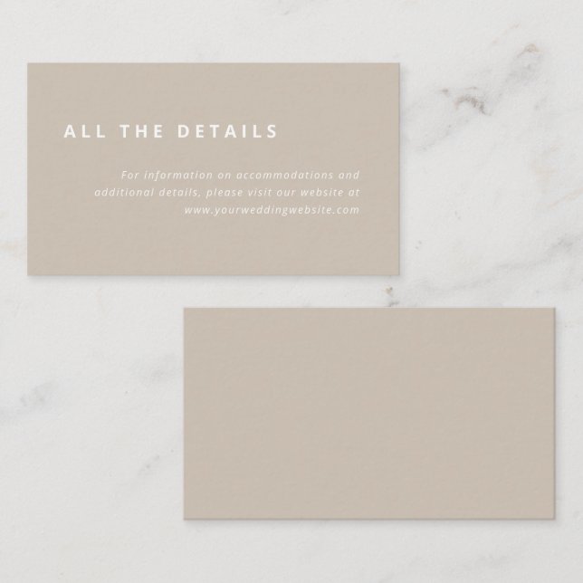 Minimal layout | Uppgifter om Beige med White Bröl Tilläggskort (Fram/baksida)