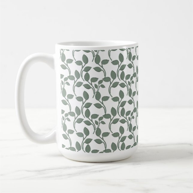Minimal Leaf Seamless Pattern | Elegant Botanical  Kaffemugg (Vänster)