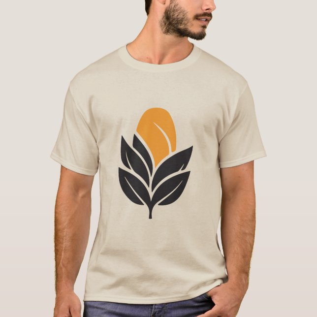 Minimal Leaf Sun Nature Growth Eco Friendly Tee (Framsida)