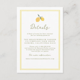 Minimal Lemon Amalfi Coast Bröllopsdetaljkort Tilläggskort