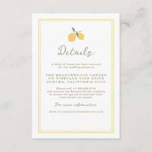 Minimal Lemon Amalfi Coast Bröllopsdetaljkort Tilläggskort