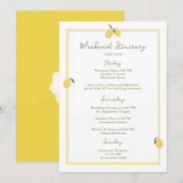 Minimal Lemon Amalfi Coast Wedding Itinerary Card Inbjudningar