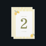 Minimal Lemon Amalfi Coast Wedding Table Number Inbjudningar<br><div class="desc">Minimal Lemon Amalfi Coast wedding table number designed for a bright Italian summer wedding reception. This cheerful Mediterranean-inspired table décor blends preppy minimalism with Amalfi citrus aesthetics, perfect for the modern coastal bride planning a sunny destination celebration. Pair with lemon centerpieces, linen table runners, and blue Mediterranean accents for a...</div>