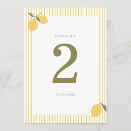 Minimal Lemon Amalfi Coast Wedding Table Number Inbjudningar