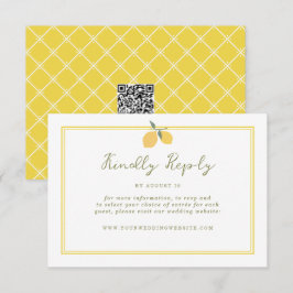 Minimal Lemon Amalfi Kust QR-kod Bröllopsanmälan Tilläggskort