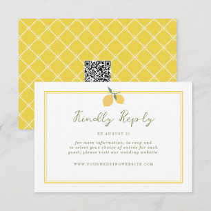 Minimal Lemon Amalfi Kust QR-kod Bröllopsanmälan Tilläggskort