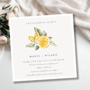 Minimal Lemon Boho Botanical Förlovning Inbjudan